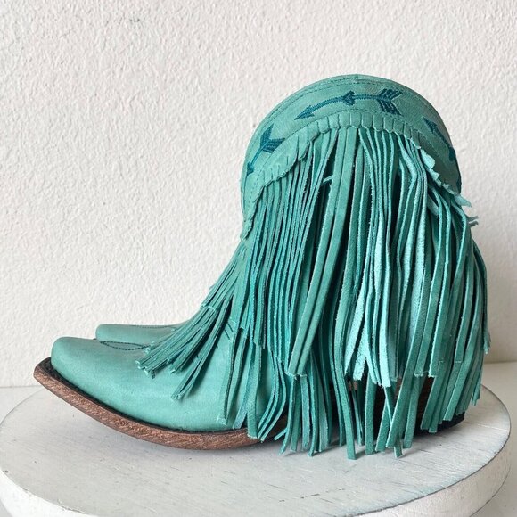 Junk Gypsy SPITFIRE Lane Boots 5  Womens Cowboy Bootie Turquoise Cowgirl Western - Picture 4 of 10